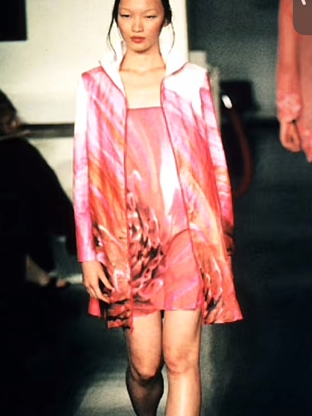 Vivienne Tam 1999 Lotus Print Pink Floral Print Sleeveless Dress